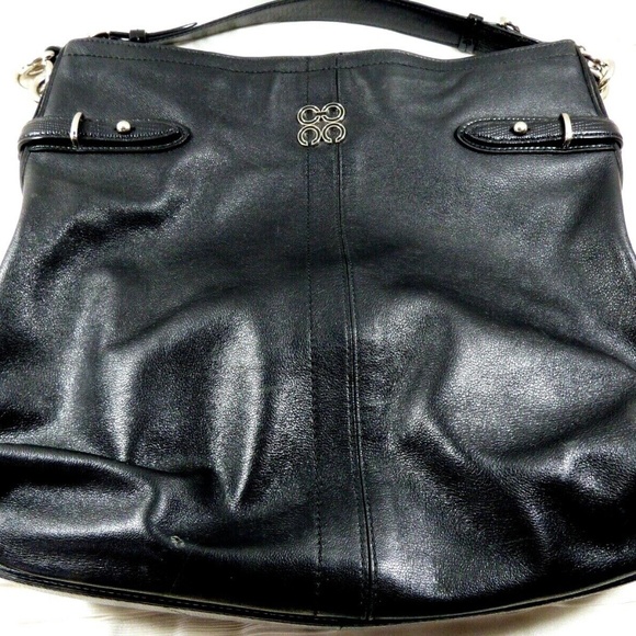 Coach Black Leather Shoulder arm  bag purse - Picture 1 of 12